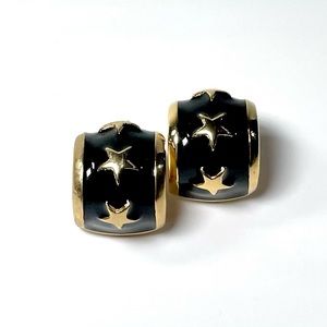 Vintage 1980s Golf and Black Star Enamel Clip On Earrings